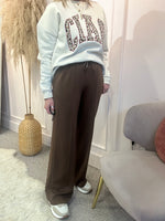 Wide Leg Lounge Pant- Brown