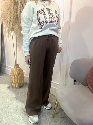 Wide Leg Lounge Pant- Brown