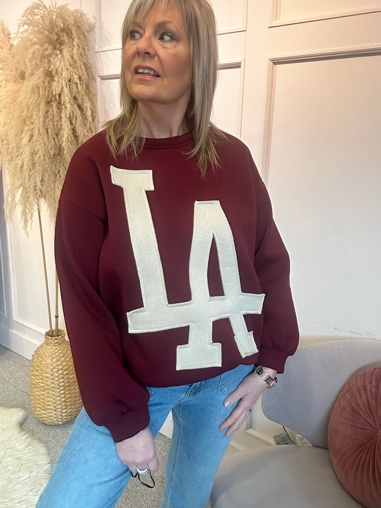 LA Sweatshirt  - Burgundy/Beige