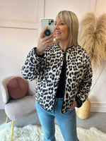 Buttoned Padded Jacket  - Leopard