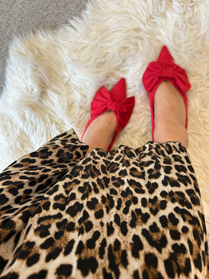 Bow Detail Kitten Heel Shoe - Red