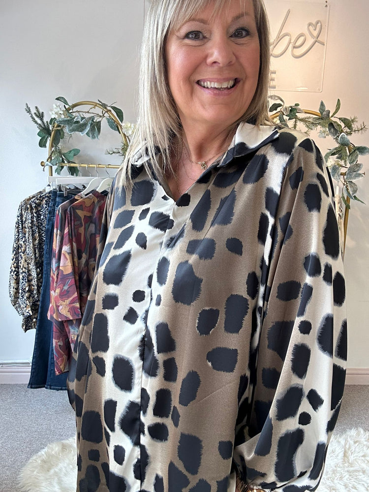 Leopard Collared Tunic Top  - Leopard