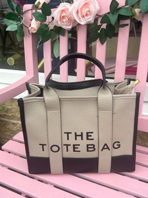 The Tote Bag Large - Taupe/Black