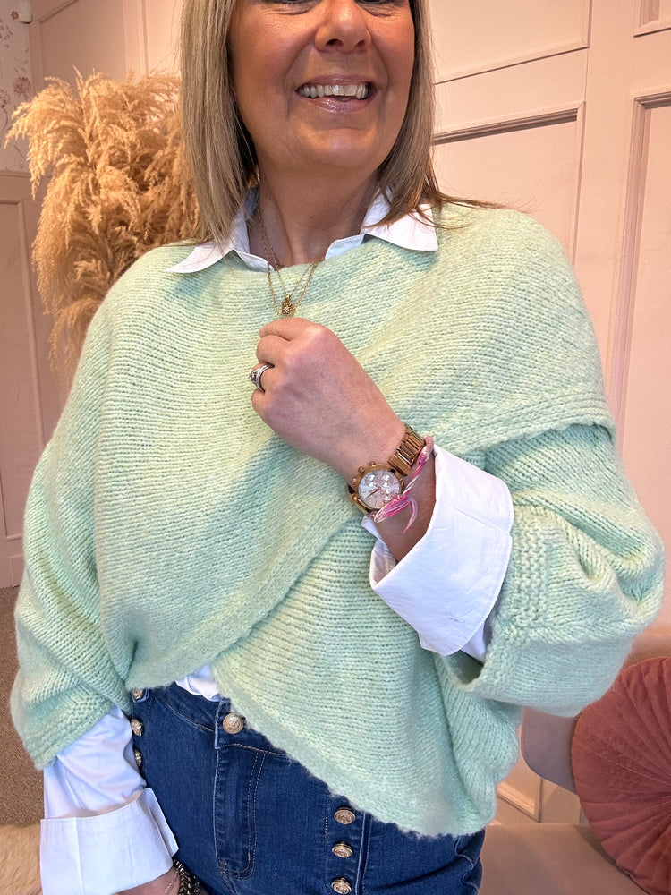 Crossover Layered Jumper - Mint Green