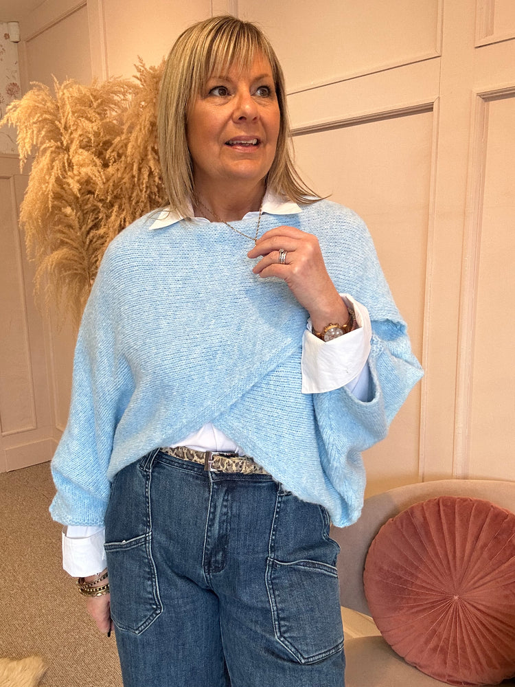 Crossover Layered Jumper - Pale Blue