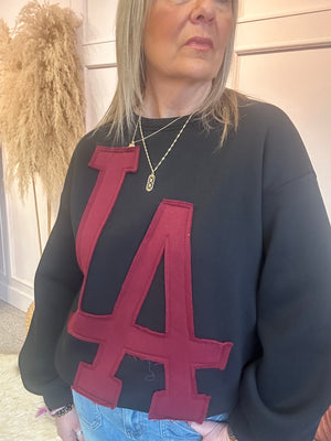 LA Sweatshirt  - Black/Burgundy