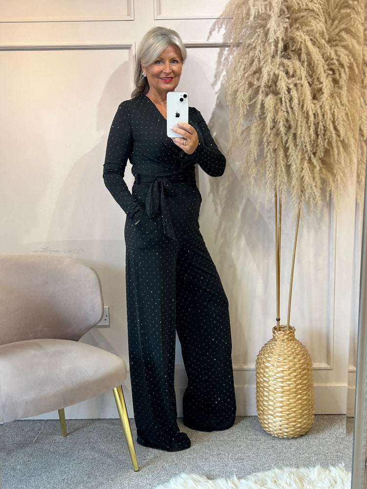 Sparkle Slinky Jumpsuit - Black