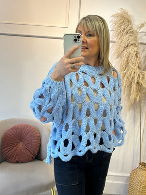 Open Knit Jumper - Powder Blue