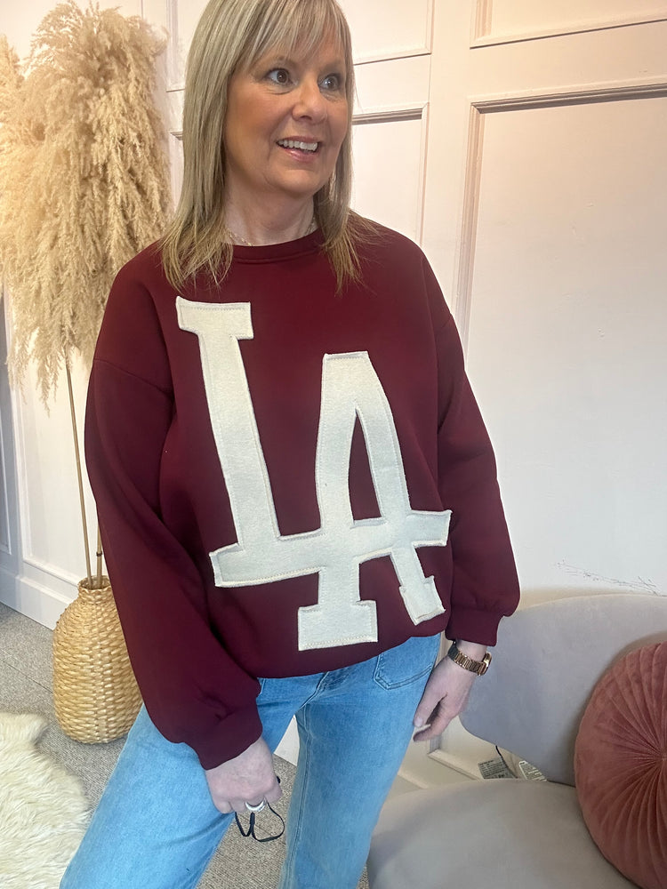 LA Sweatshirt  - Burgundy/Beige