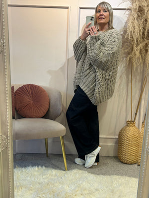 Oversized Cable  Knit Jumper - Taupe