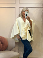 Wrap Over Knot Tie Cape - Pale Cream