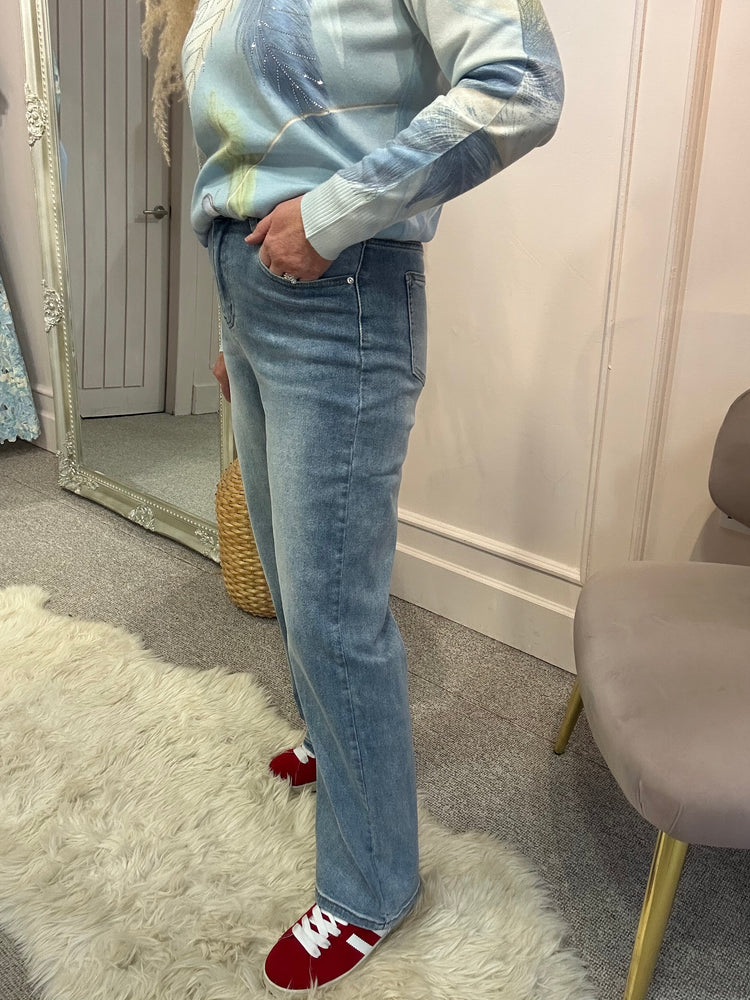 Lighter Blue Wide Jeans- Blue Denim