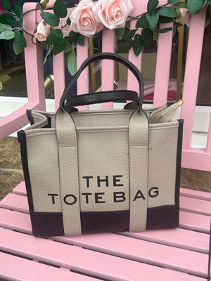 The Tote Bag Large - Taupe/Black