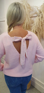 Stripe Bow On Back Of Jumper - Pink