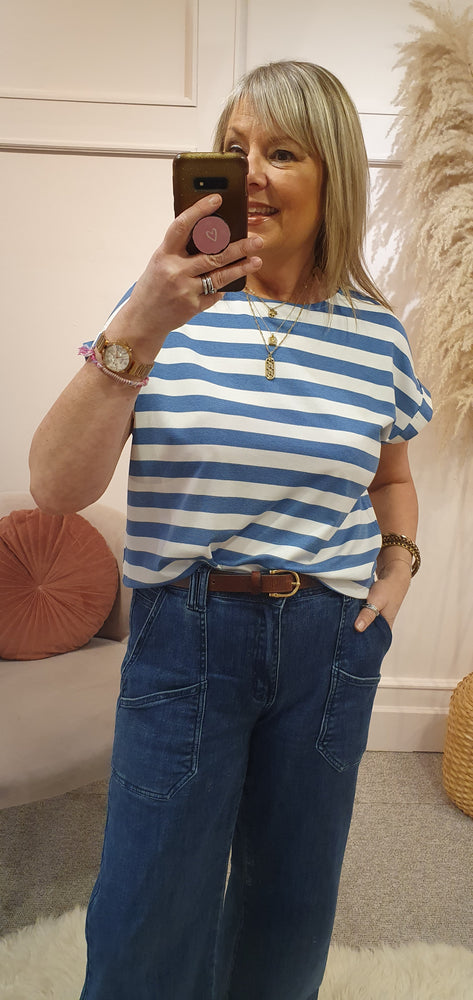 Striped T Shirt - Blue/White