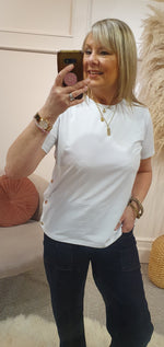 Gold Press Stud Side T Shirt - White