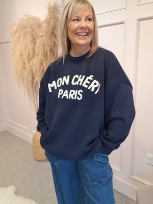 Mon Cheri Paris Sweatshirt  - Navy