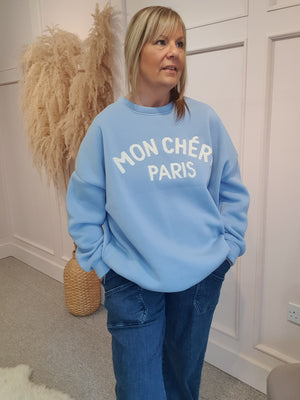 Mon Cheri Paris Sweatshirt  - Pale Blue