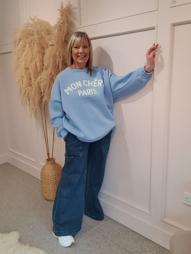 Mon Cheri Paris Sweatshirt  - Pale Blue