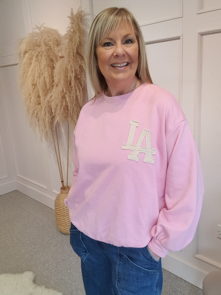 LA Front & Back Sweatshirt  - Pink/Cream