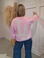 LA Front & Back Sweatshirt  - Pink/Cream