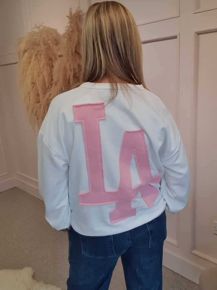 LA Front & Back Sweatshirt  - White/Pink