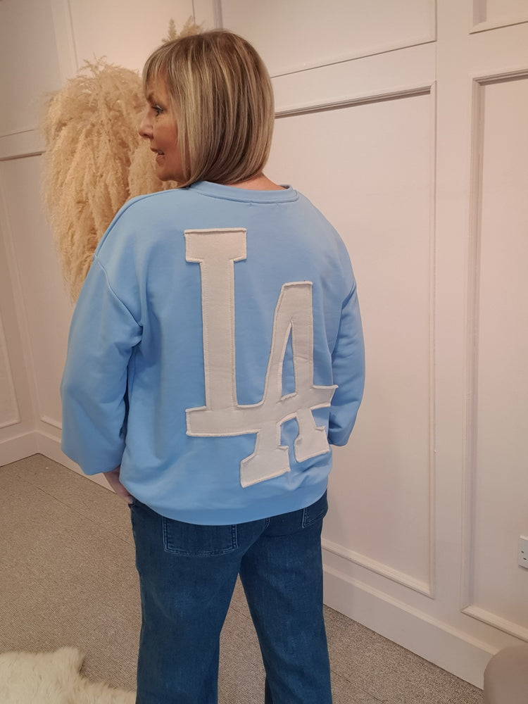 LA Front & Back Sweatshirt  - Blue/Cream