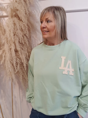 LA Front & Back Sweatshirt  - Mint/Cream