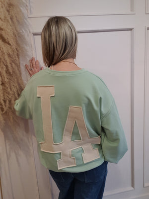 LA Front & Back Sweatshirt  - Mint/Cream