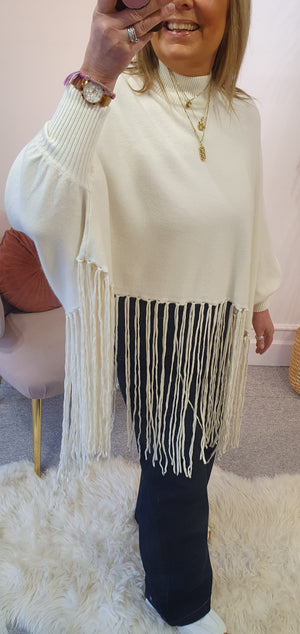 Tassel Fringe Jumper - Cream