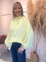 Raised Neck Raw Edged Jumper - Yellow