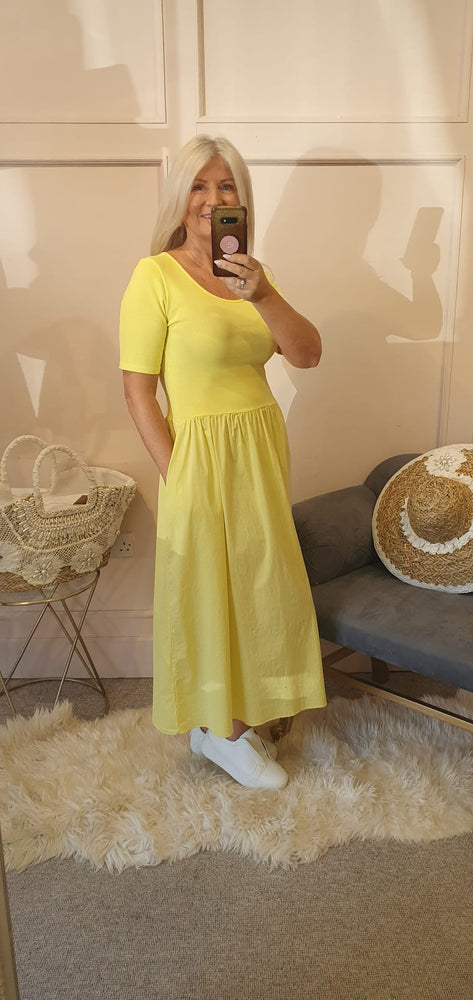 Capped Sleeve Dress - Sunshine Yellow