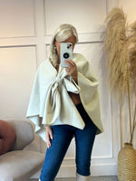 Wrap Over Knot Tie Cape - Soft Beige