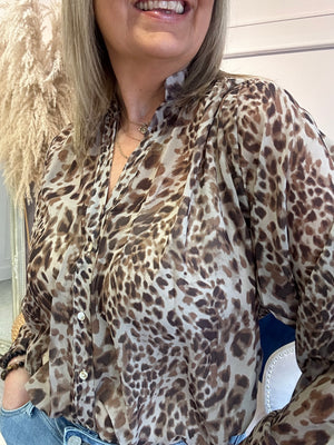 Leopard Grandad Blouse - Leopard