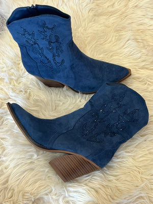 Sparkly Detail Cowboy Boot - Indigo Blue