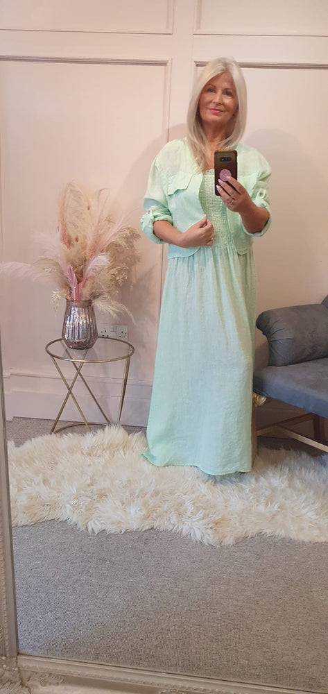 Linen Sundress & Little Jacket Co-ord Set - Mint