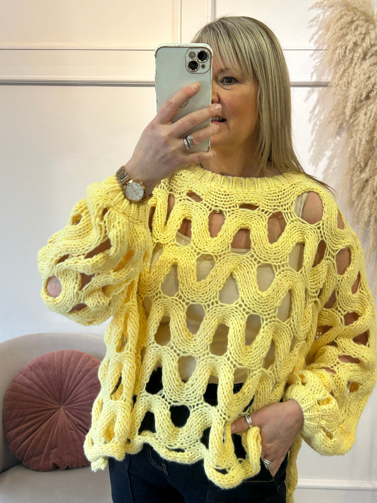 Open Knit Jumper - Sunshine Yellow