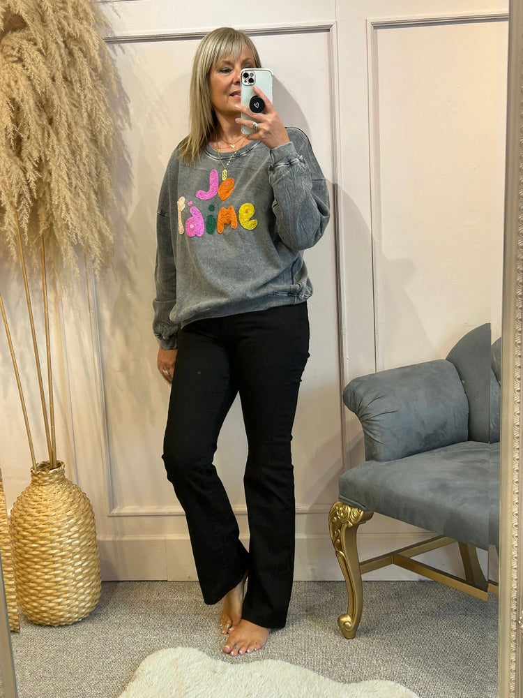 Je Taime Beaded Sweatshirt - Grey