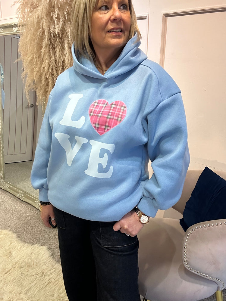 'Love' Sweatshirt Hoody - Blue