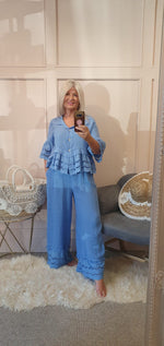 Linen Top & Pant Matching Set - Cornflower Blue