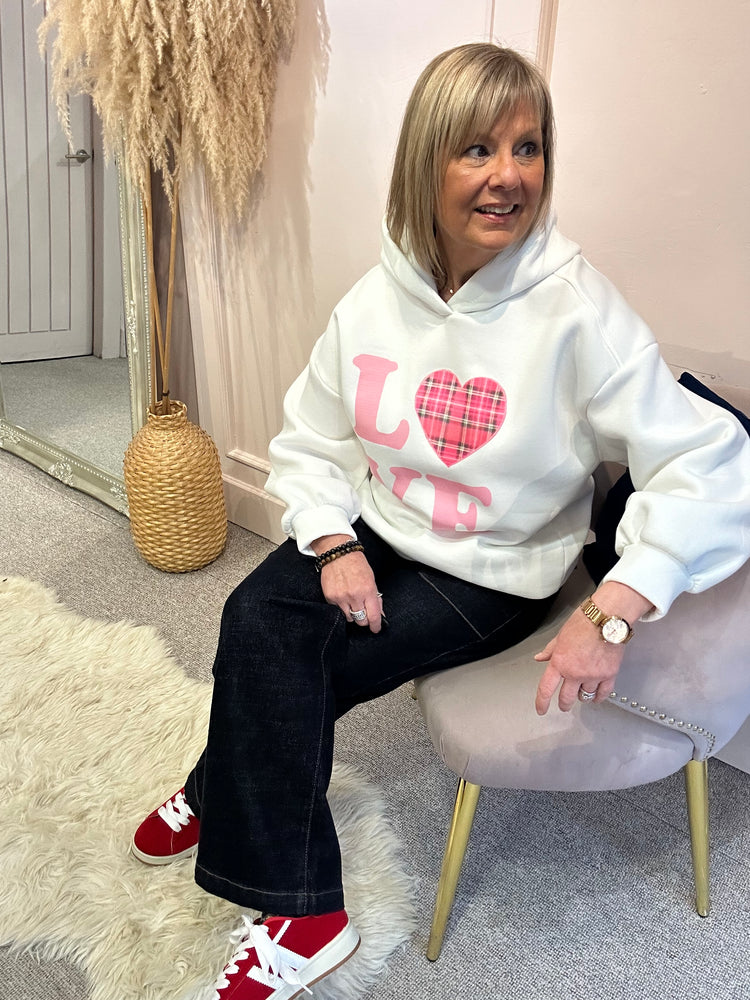 'Love' Sweatshirt Hoody - White