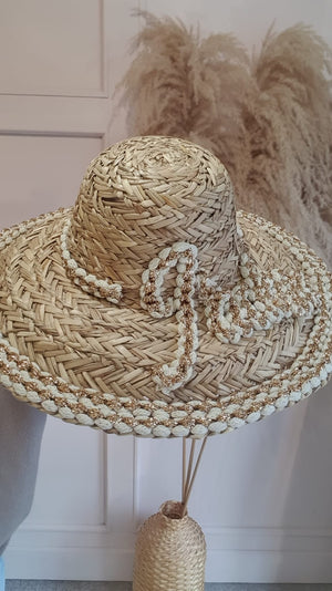 Beautiful J'adore Straw Sun Hat - Straw/Gold