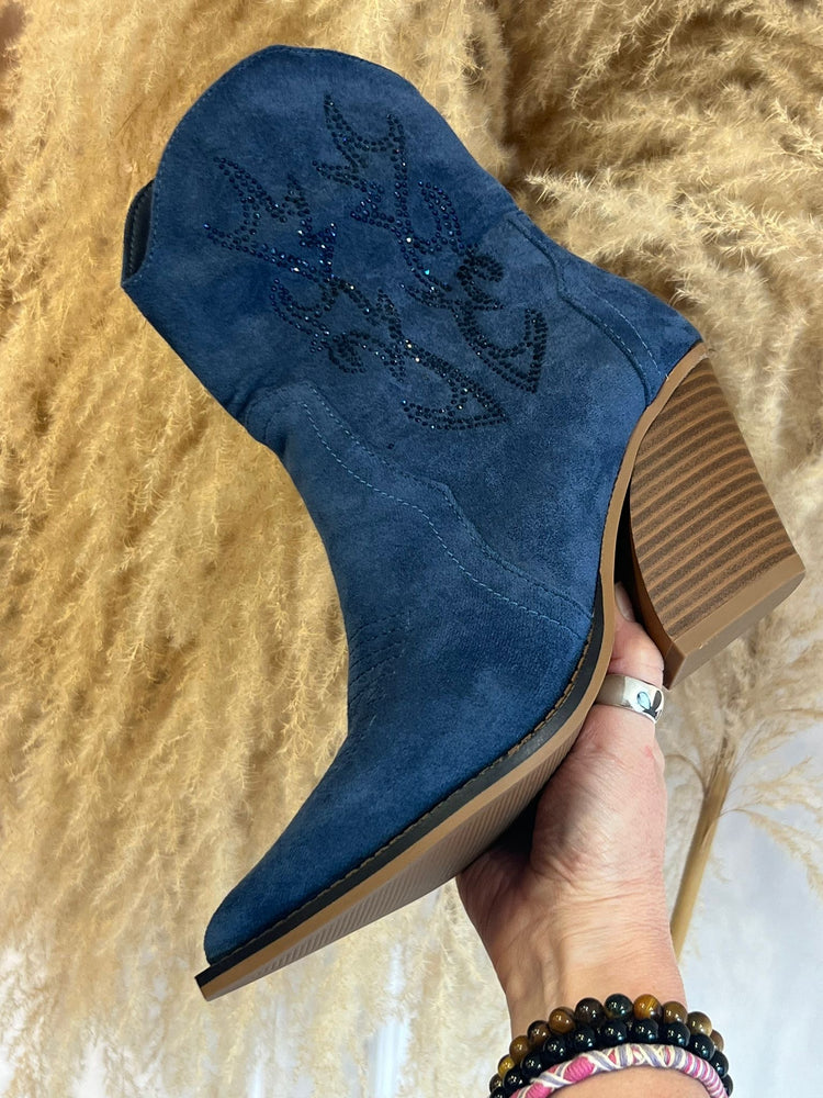 Sparkly Detail Cowboy Boot - Indigo Blue