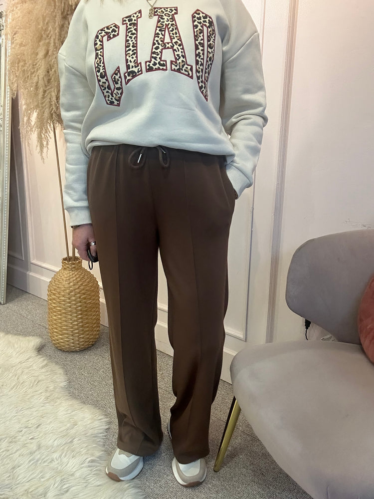 Wide Leg Lounge Pant- Brown