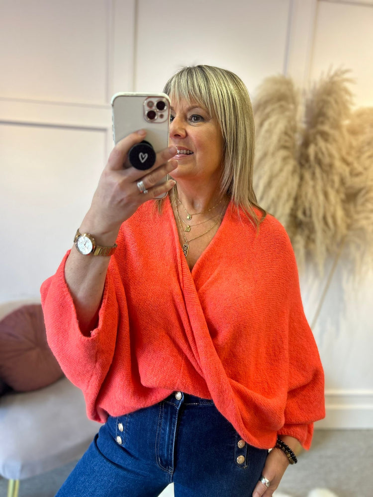 Twist Front Layered Jumper - Coral