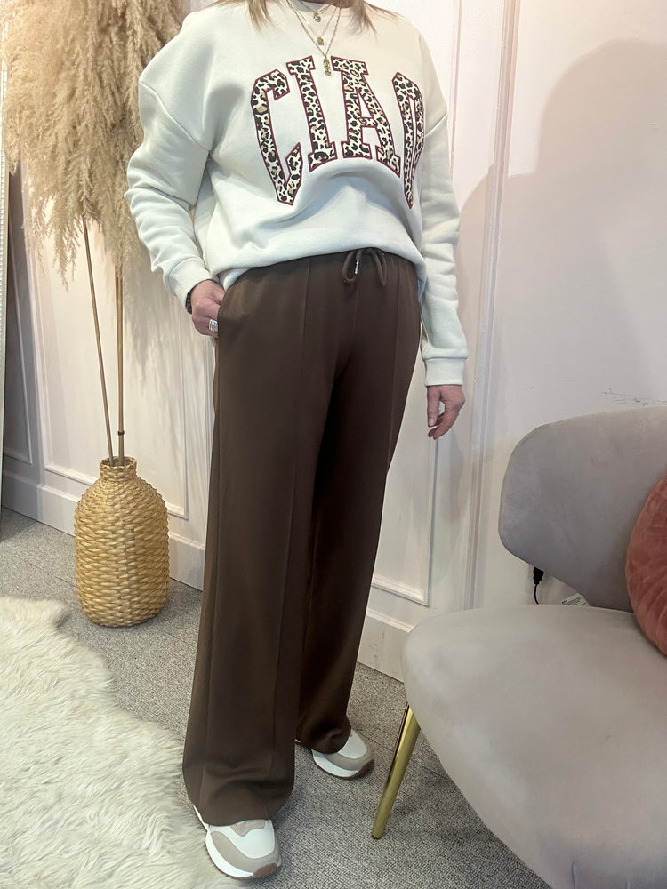 Wide Leg Lounge Pant- Brown