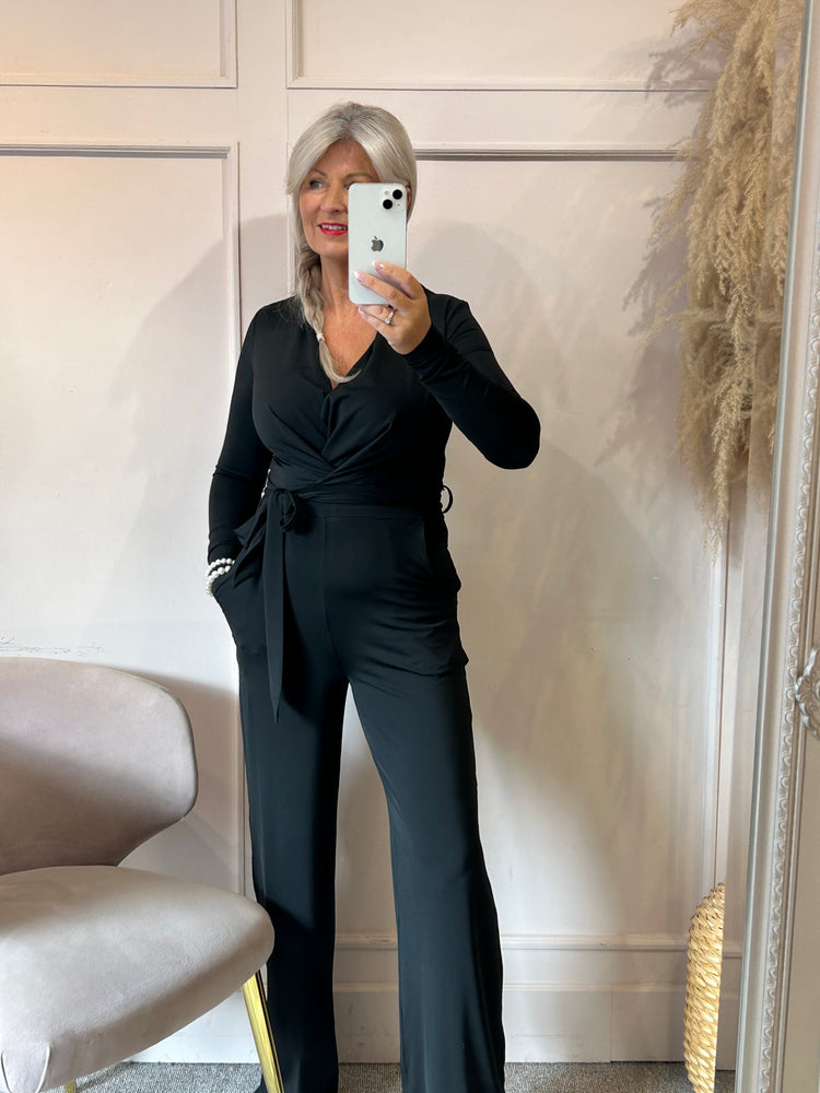 Slinky Long Sleeve Jumpsuit - Black