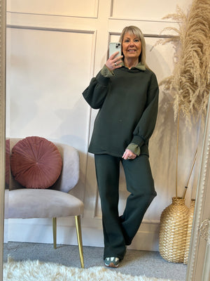 Sweatshirt & Lounge Pant Set - Khaki