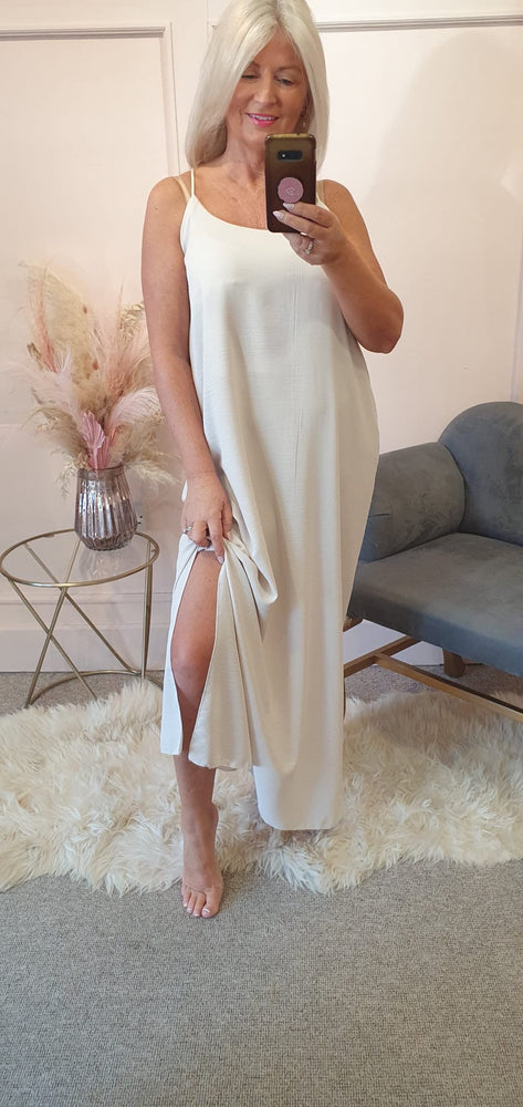 Strappy Maxi Sundress - Light Beige