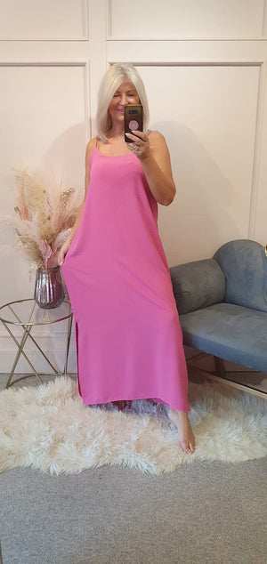 Strappy Maxi Sundress - Cerise Pink